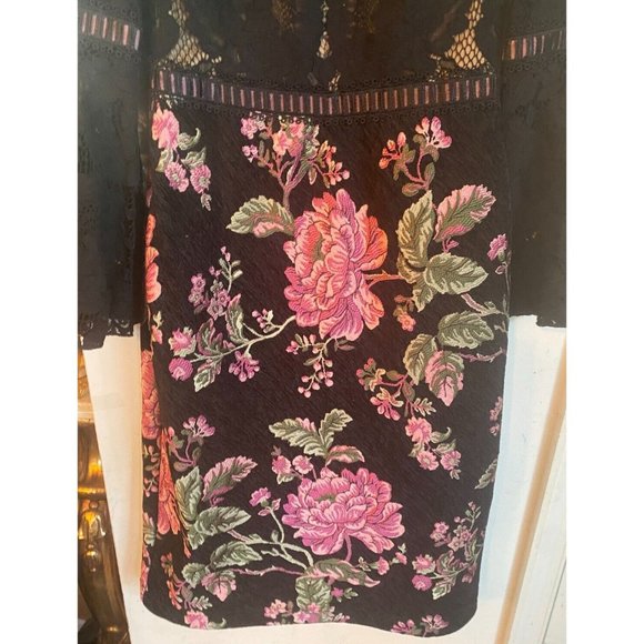 TADASHI SHOJI Black Floral Multicolor Lace Illusion Sheath Dress Sz 0 EUC! $408 - Picture 7 of 7